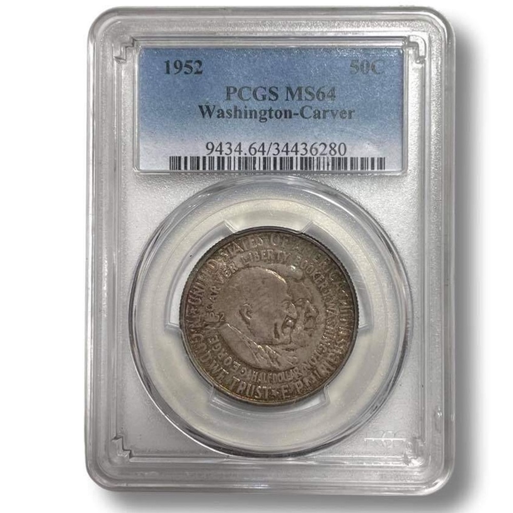 1952 Washington-Carver Silver Half Dollar Coin PCGS MS-64 Toned Obvers